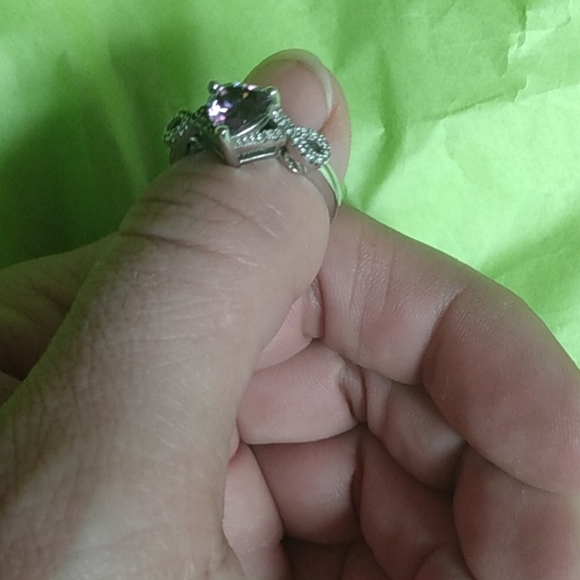 Sterling silver amethyst and white sapphire ring size 7 & FREE matching pendant - Picture 5 of 6